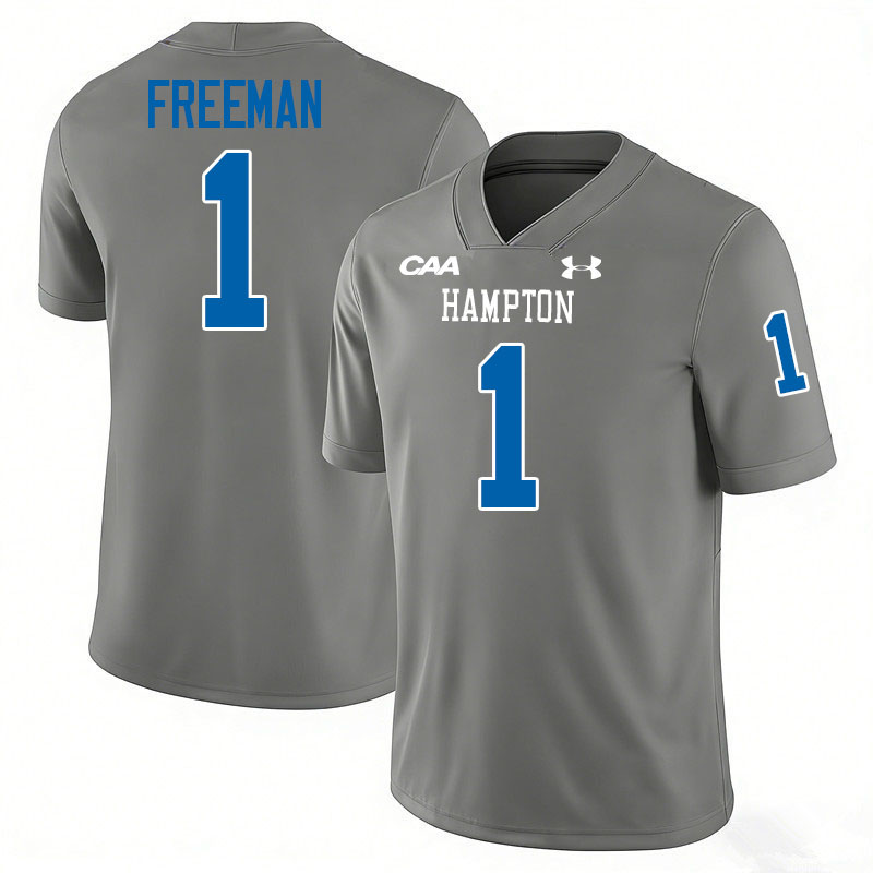 Hampton Pirates #1 Isaiah Freeman College Football Jerseys,Uniforms-Grey